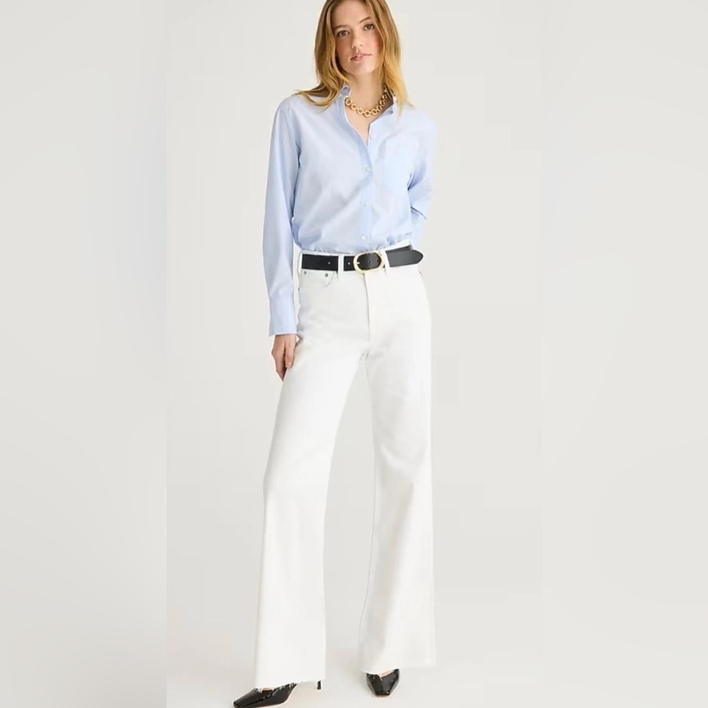 J. Crew White Flare Wide Leg Jeans